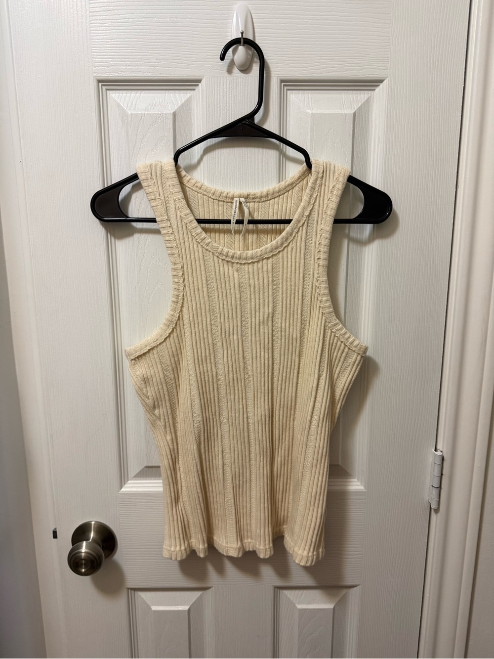 By Anthropologie cream ribbed knit tank top